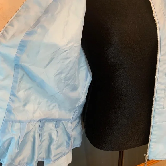 Ashley Stewart Light Blue Faux Leather Jacket Size 14/16 - Picture 7 of 10